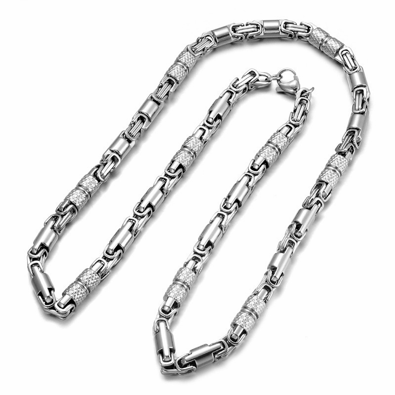 Personalized Hot Sale Stainless Steel Byzantine Necklace Jewelry Fashion Link Chain Men Necklace