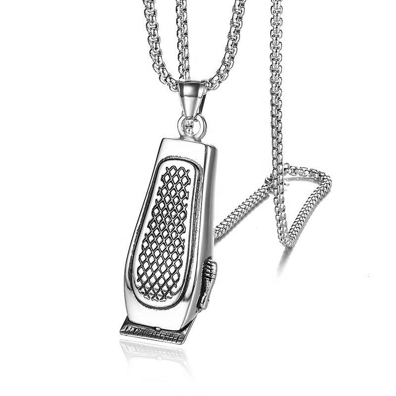 Gold Plated Stainless Steel Mens Clipper Pendant Necklace Personalized Barber Jewelry Shave Fader Pendant