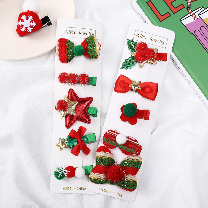 Christmas Children's Hairpin Headgear Baby Snowman Christmas Tree Bow Edge Clip Hair Clip Christmas Hat Hair Clip