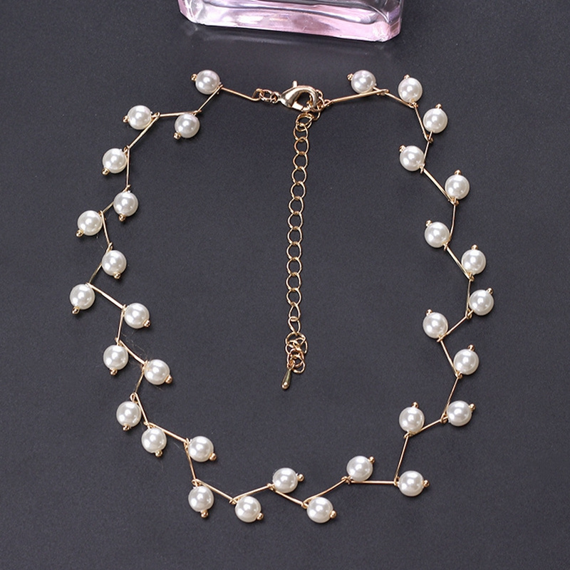 Wholesale Fashion Women Short Choker Necklace Jewelry Dainty Imitation Pearl Necklace