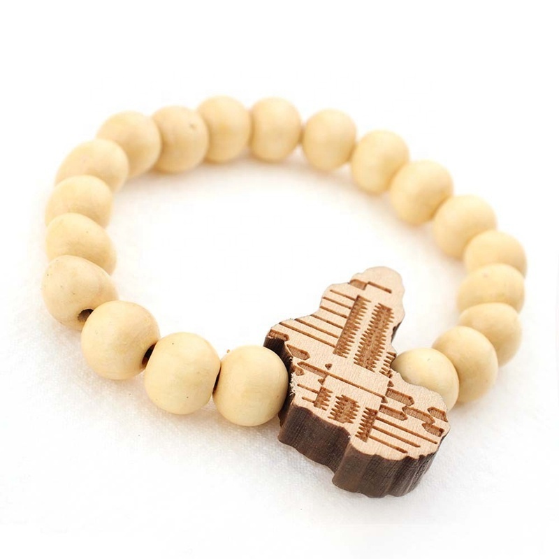 Elastic Wooden Beads Bracelet Hiphop Africa Jewelry Men's Bead Bracelet Wood African Map Bracelet