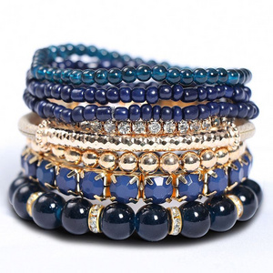 8 Colors Bohemian Creative Multilayer Glass Beads Bracelet Elastic Popular Casual Boho Jewelry Wholesale