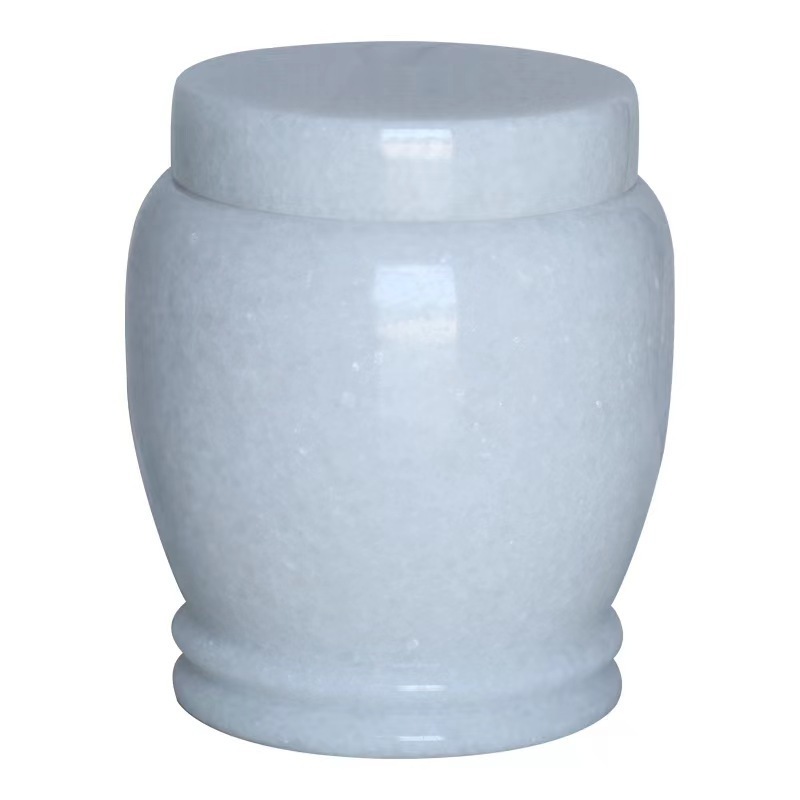 High Quality White Jade Marble Stone Pet Urn Vases Cremation for Human Pet Dog Cat Bone Ashes