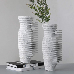 High Quality Custom Natural Marble Designer Vase Fashion Luxury White Marble Stone Flower Vase For Cemetery