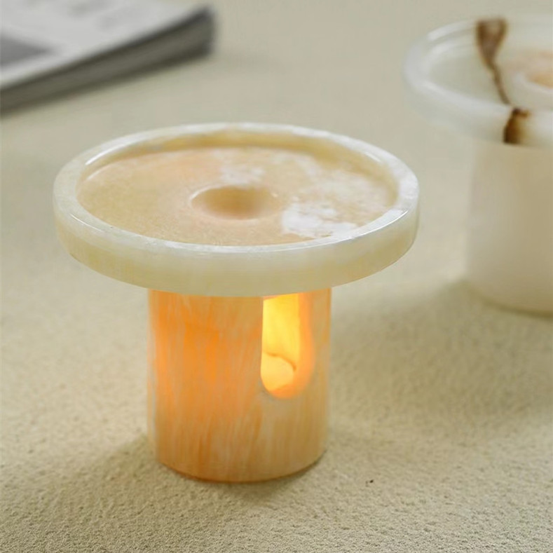 Hot Sell Marble Candle Burners Jars with Essential Oil wax Burner Lamp Stone Onyx Jade Agate Candle Holder Onyx Jade Oil Burner