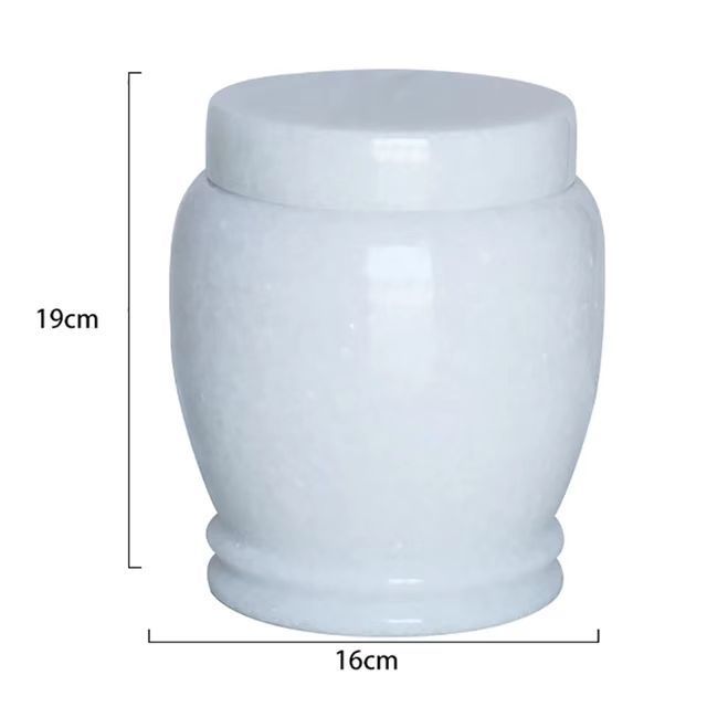 High Quality White Jade Marble Stone Pet Urn Vases Cremation for Human Pet Dog Cat Bone Ashes