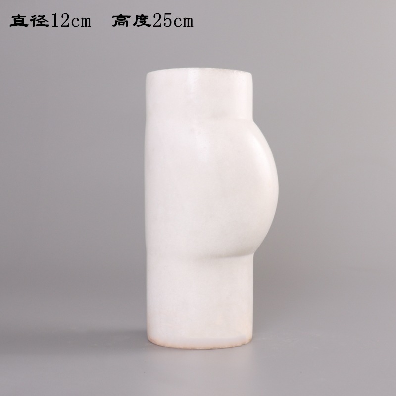 Wholesale Large Antique Carved Natural Glass And Marble Stone Onyx Ceramic Flower Vase Shelf Home Decor White Pot For Flowers