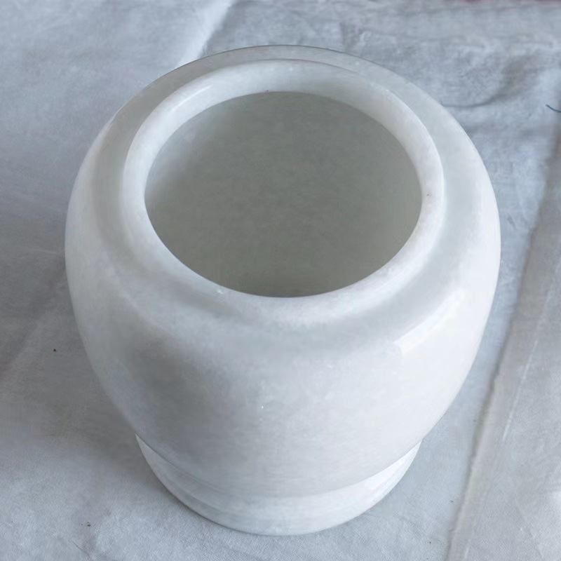 High Quality White Jade Marble Stone Pet Urn Vases Cremation for Human Pet Dog Cat Bone Ashes