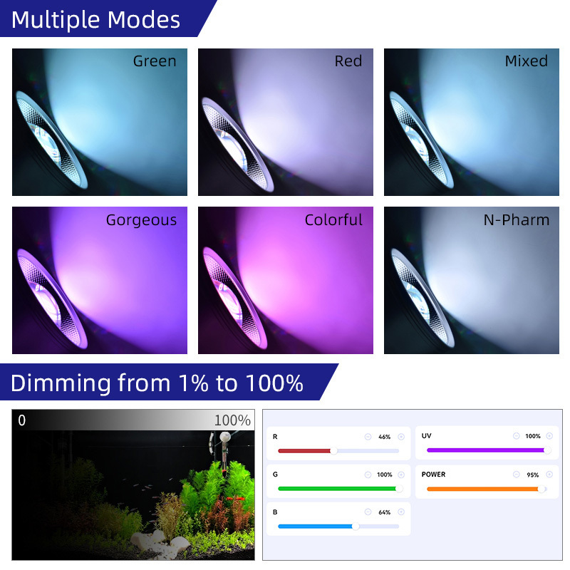 EXW sale Dimmable 90w COB led aquarium light for freshwater aquatic plants used LED aquarium fixture lighting system