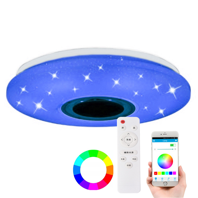 LED Music Ceiling Light with Speaker 36W High Sound Quality Speaker Modern Light Fixtures with RGB Color Changing