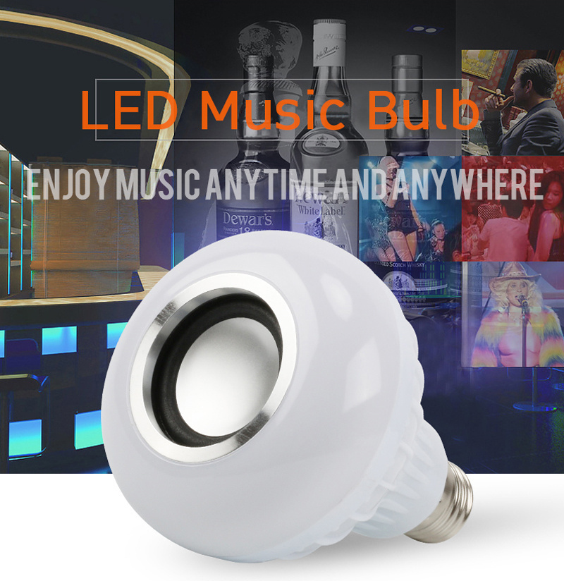 LED Music Bulb Speaker Multi Color Changing LED Light Bulb with Built-in Stereo Speaker Connected by Wireless