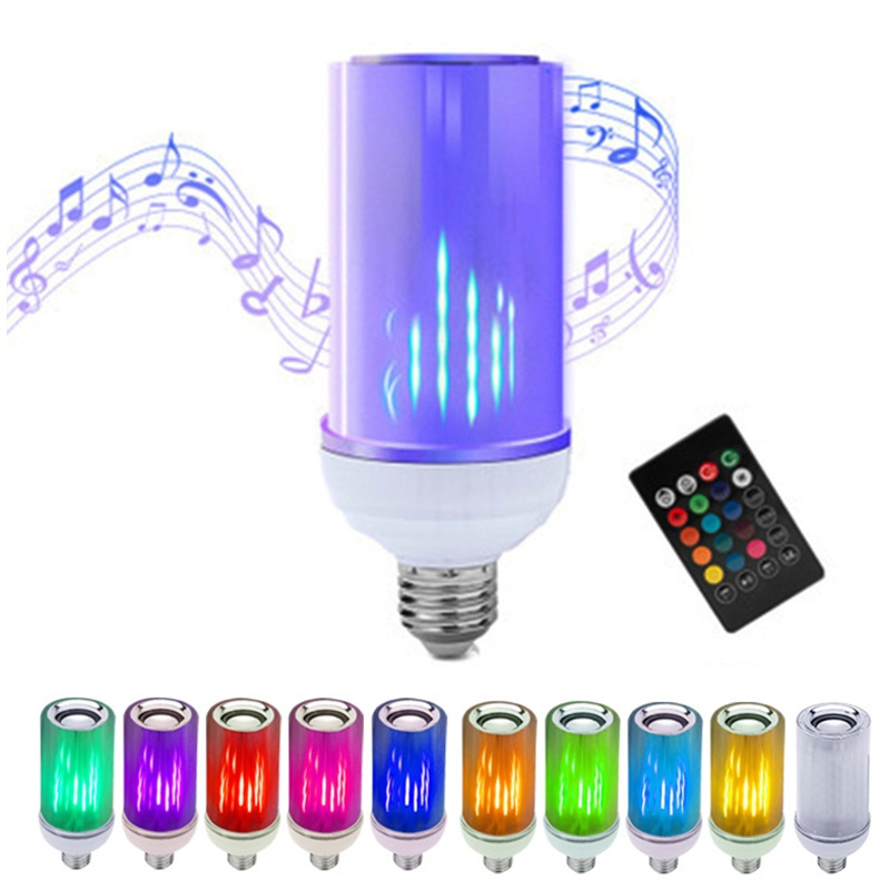 Upside-Down Light LED Light Bulb Wireless Flame Speaker E26 E27 110V 220V 8W Music Player Dimmable Remote Controller