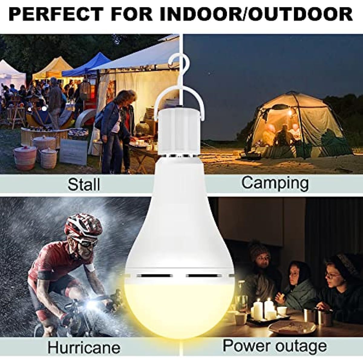 Emergency Rechargeable Light-Bulb Stay Lights Up When Power Failure for Home Camping Tent