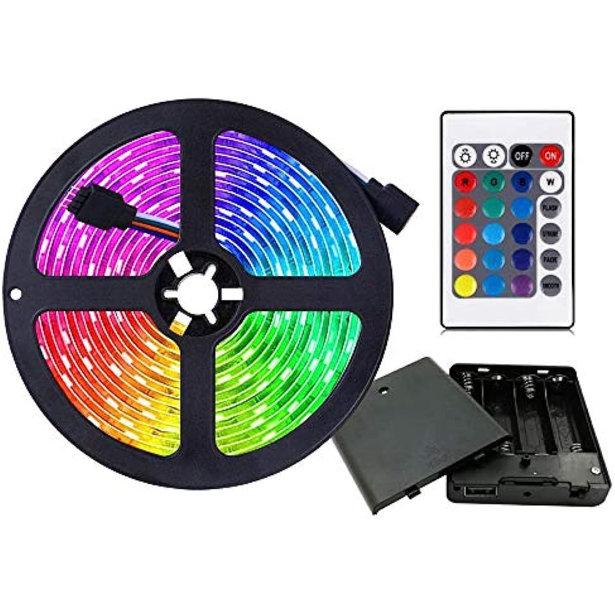 Battery Powered LED Strip Lights 9.8ft 24-Keys Remote Controlled DIY Indoor and Outdoor Decoration