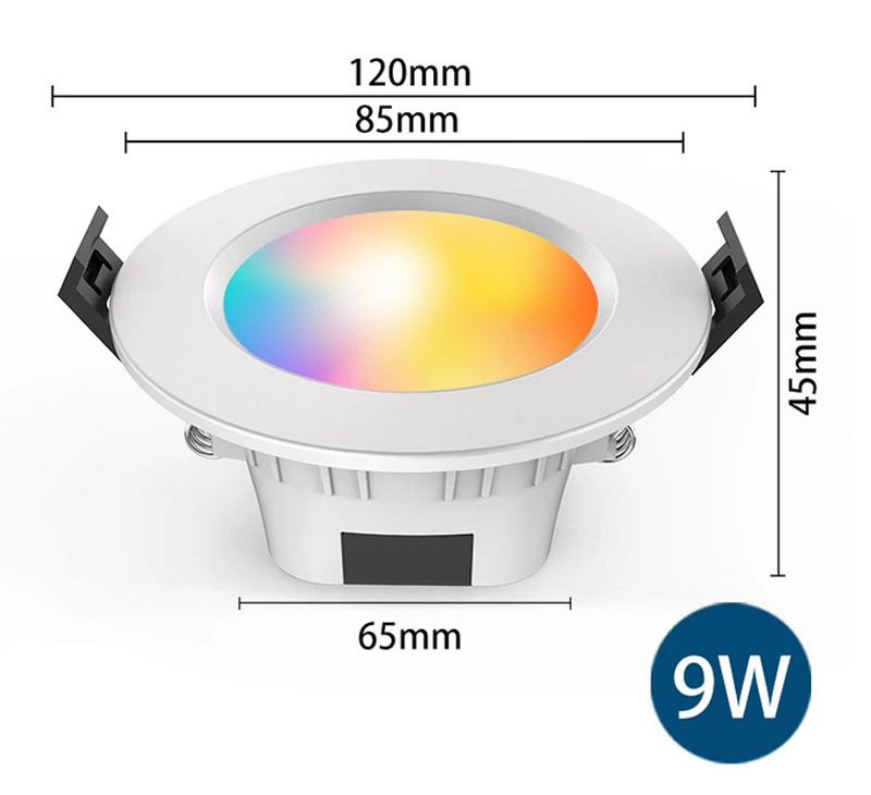 Smart Downlight LED Recessed Drywall Lighting 5W 9W Ceiling Down Lighting APP Control RGBCW Multicolor Color Changing Light Bulb