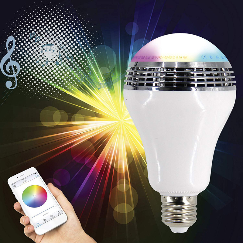 LED Smart Light Bulb with Music Speaker APP Control RGB Multi Color Changing Dimmable Timer Dimmable Remote Control Music Lamp