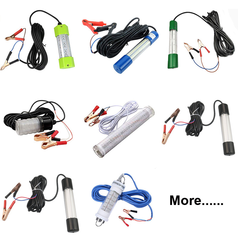 12V 8W 7000 Lumens LED Submersible Fishing Light 6 Sides Underwater Fish Finder Lamp with 5m Cord