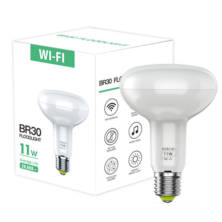 BR30 Smart Light Bulb Compatible with Alexa and Google Home LED RGB color Dimmable wifi bulb