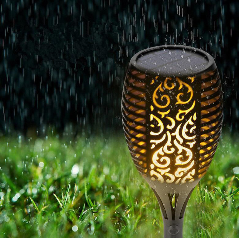 LED Solar Lamp Tiki Torch Light Garden Waterproof Outdoor Courtyard Lawn Lamps Dancing Flame Flickering 96LEDs Decorative Lights