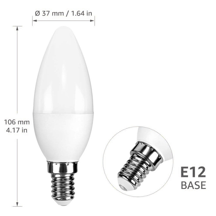 E12 WiFi Smart Light Bulb Led Spotlight Compatible with Alexa and Google Home 5W Tuya Control E14 RGBW Candle Light Bulb