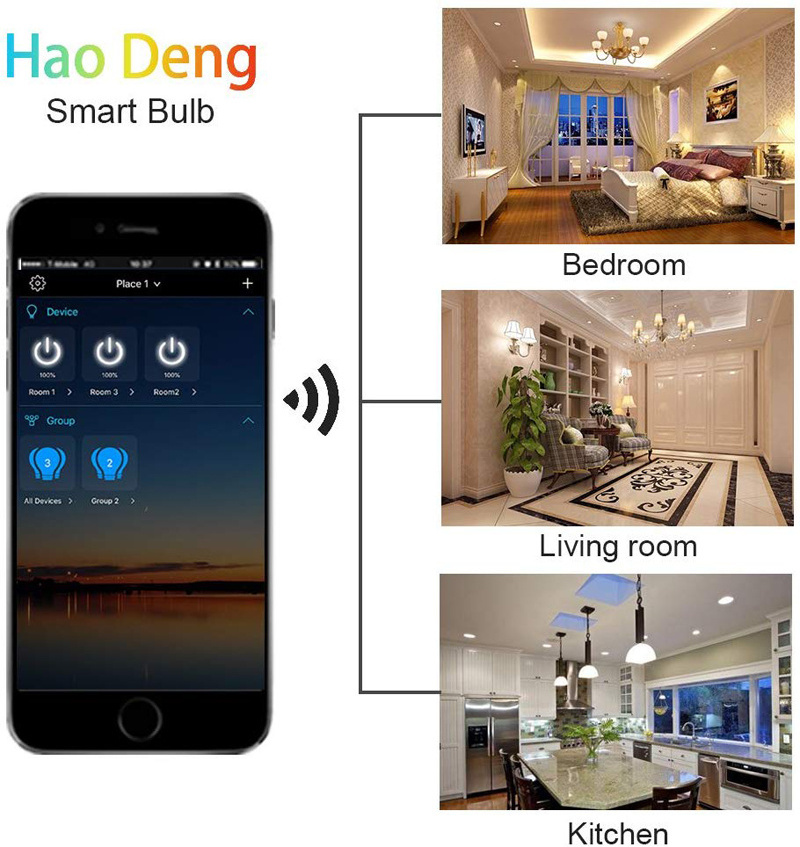 Led Smart Bulb Light Mobile Phone Dimming Color E27 RGB Colorful Home Color Changing Bedroom Living Room Light