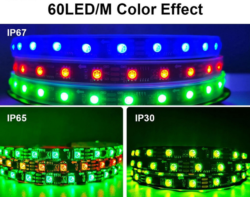 5m WS2811 LED light strip 5050 30/48/60 leds/m ws2811 ic 10/16/20 pcs/meter DC12V RGB full color LED strip