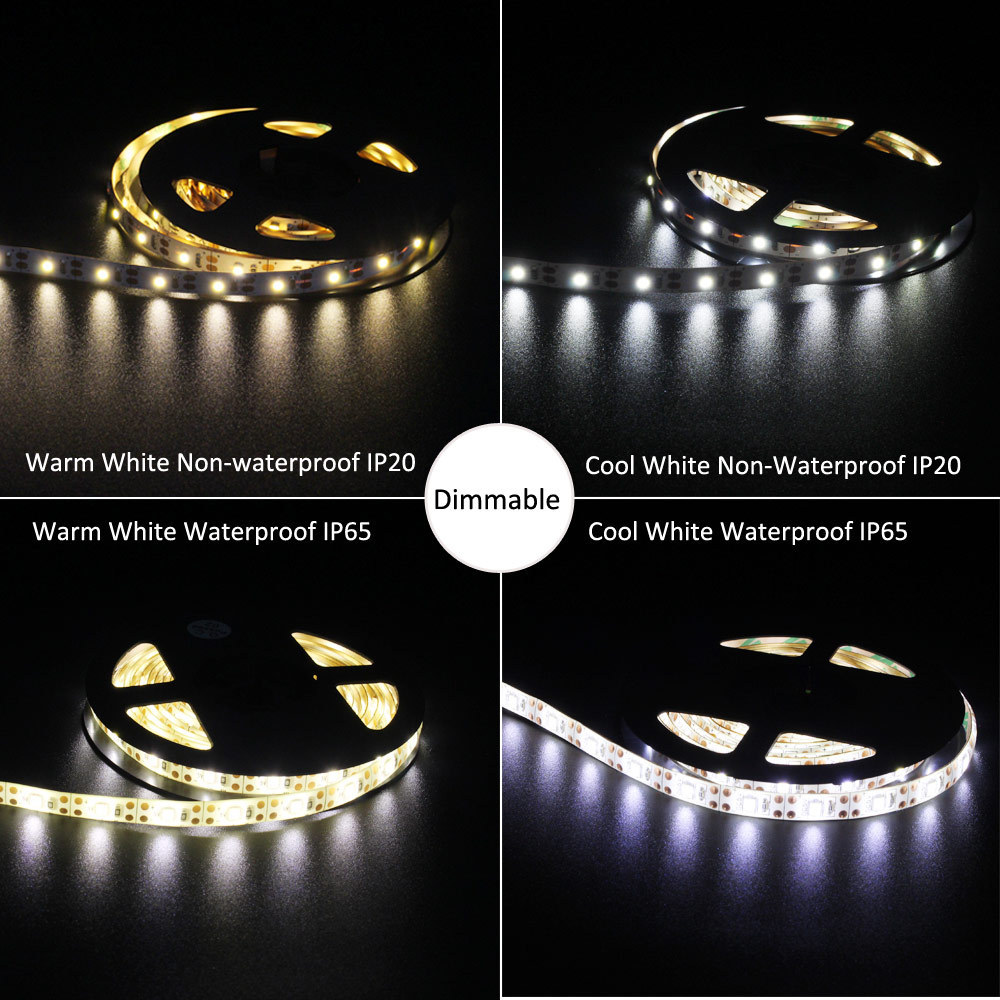 LED Strip Light Dimmable Battery Operated Powered Touch SMD 3528 5V Waterproof Warm White Remote LED Ribbon Tape Stripe Light