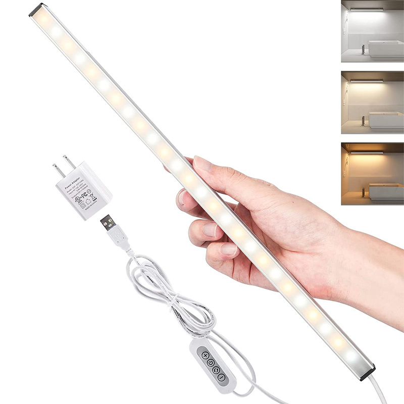 LED Under Cabinet Lighting Bar Dimmable 3 Color Temperature USB Powered Under Counter Lighting fixtures LED Closet Light Kitchen