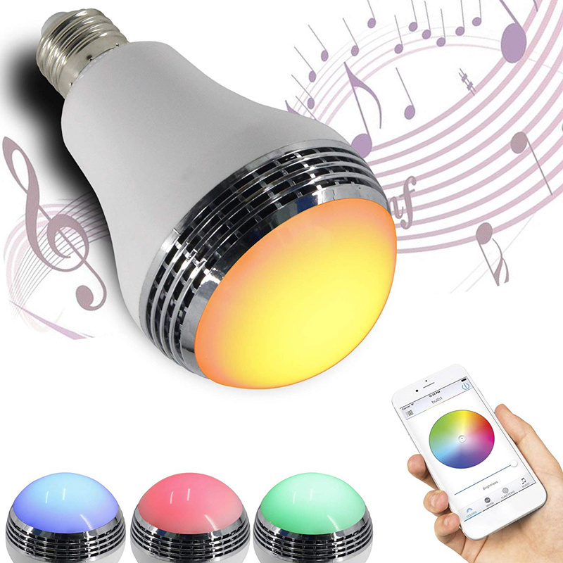 LED Smart Light Bulb with Music Speaker APP Control RGB Multi Color Changing Dimmable Timer Dimmable Remote Control Music Lamp