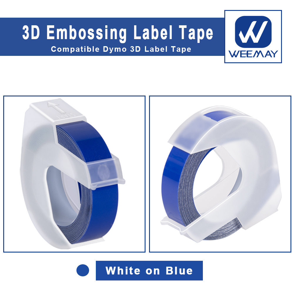 Weemay 6mm x 3m Color 3D Embossing Compatible Label Tape Replacement for Dymo 1610/12965/1540 Motex E101 Label Makers