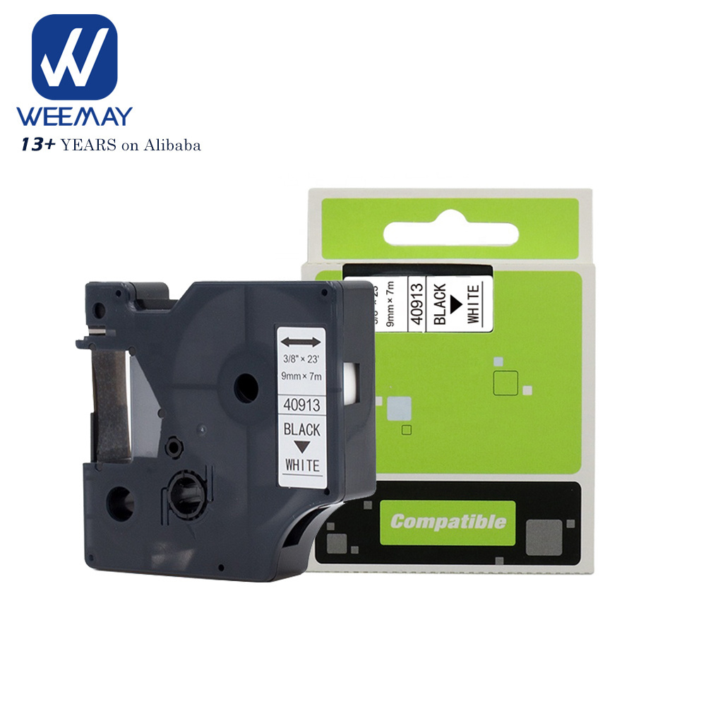 Weemay 9mm Black on White Compatible Dymo D1 40913 Label Cassette Tape Cartridge for Dymo Labelmanager 280 Printer