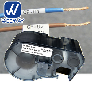 Weemay Black on White Vinyl Label Cartridge MC-500-595-WT-BK Compatible for Brady BMP41 BMP51 Label Printer