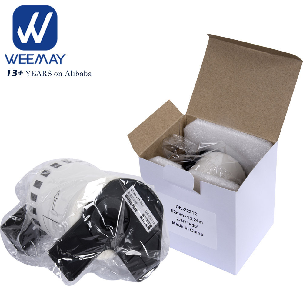 Weemay 62mm Black on White Self Adhesive Thermal Paper Label Roll DK22212 DK 22212 for Brother QL-1050 QL-500 Printer