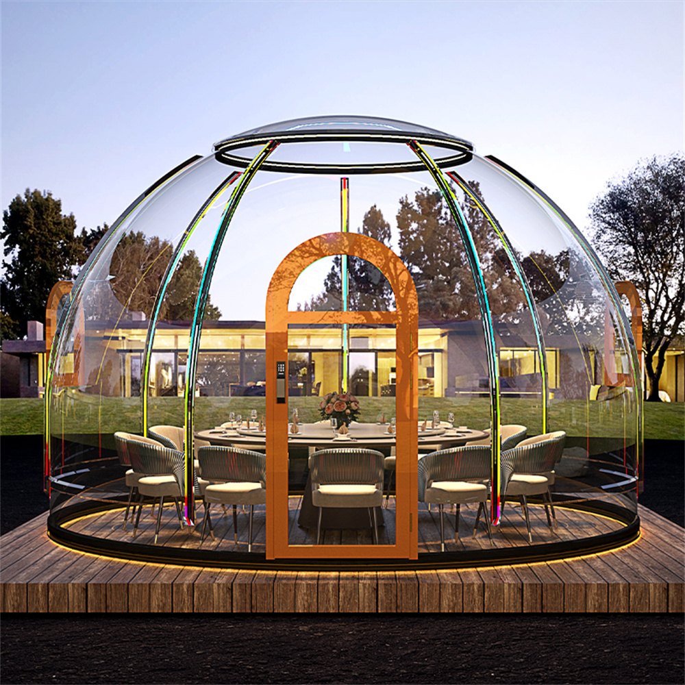 Outdoor Polycarbonate Glass Metal Bathroom Geodesic Garden Igloo Round Dome Tent