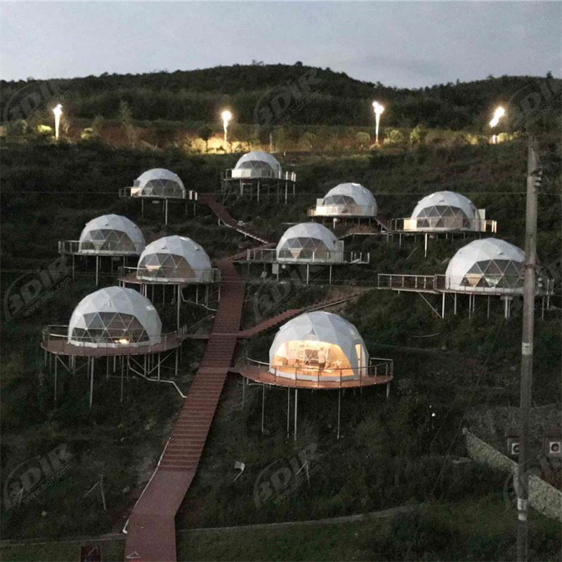 Full House Luxury Camping Tent Glamping Heavy Duty Aluminium Exhibition Tents Geodesic Dome House