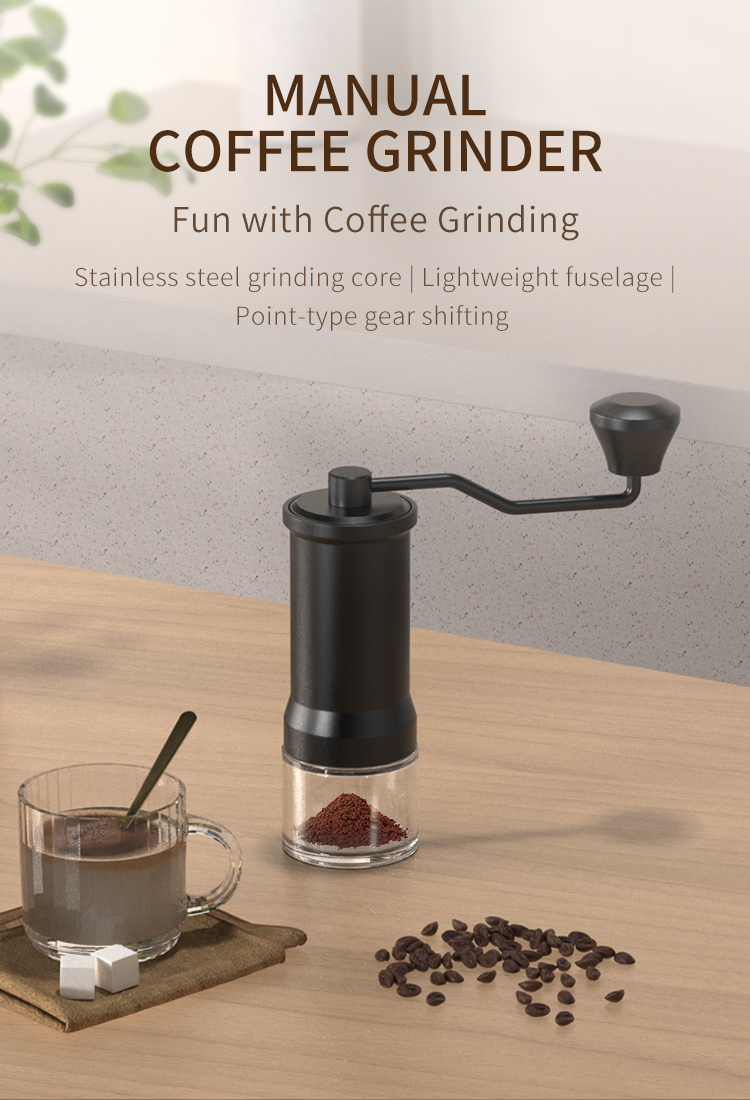 Manual Coffee Bean Grinder with Ceramic Burr Hand Coffee Grinder Mill Small Stainless Steel Handle Coffee Grinder