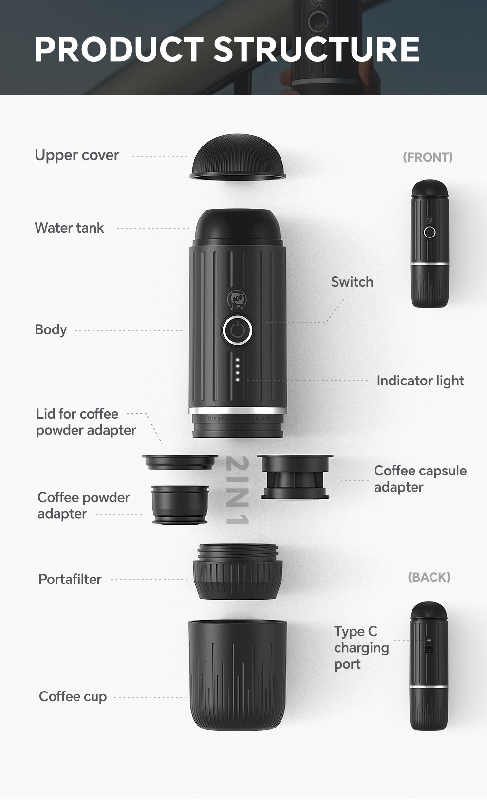 Portable Camping  Electric Coffee Maker With Heating Function usb Travel Mini Espresso Maker Coffee