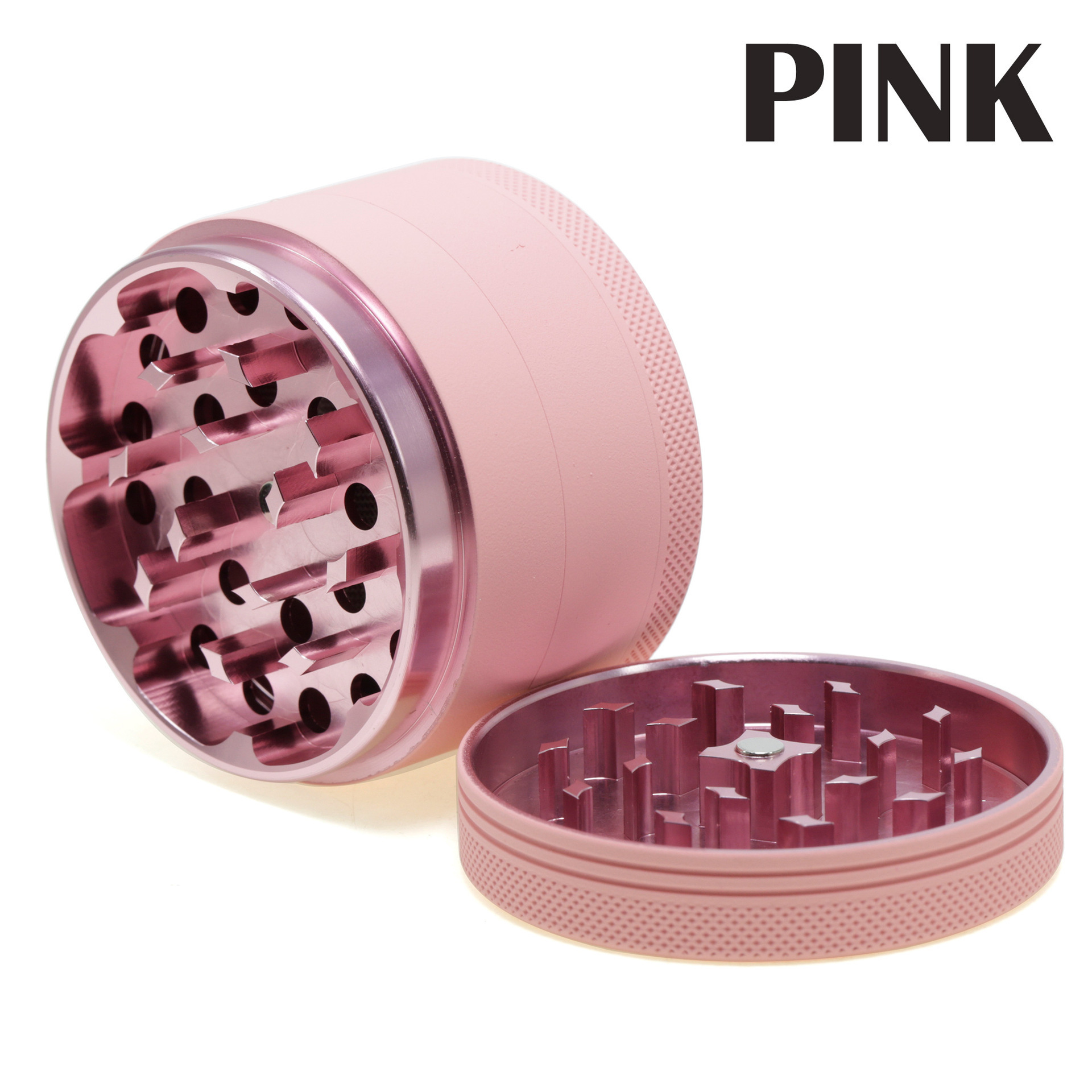 Wholesale 63mm Pink Rubber Paint Herb Grinder 4-Layer Smoking Crusher Grinder custom logo