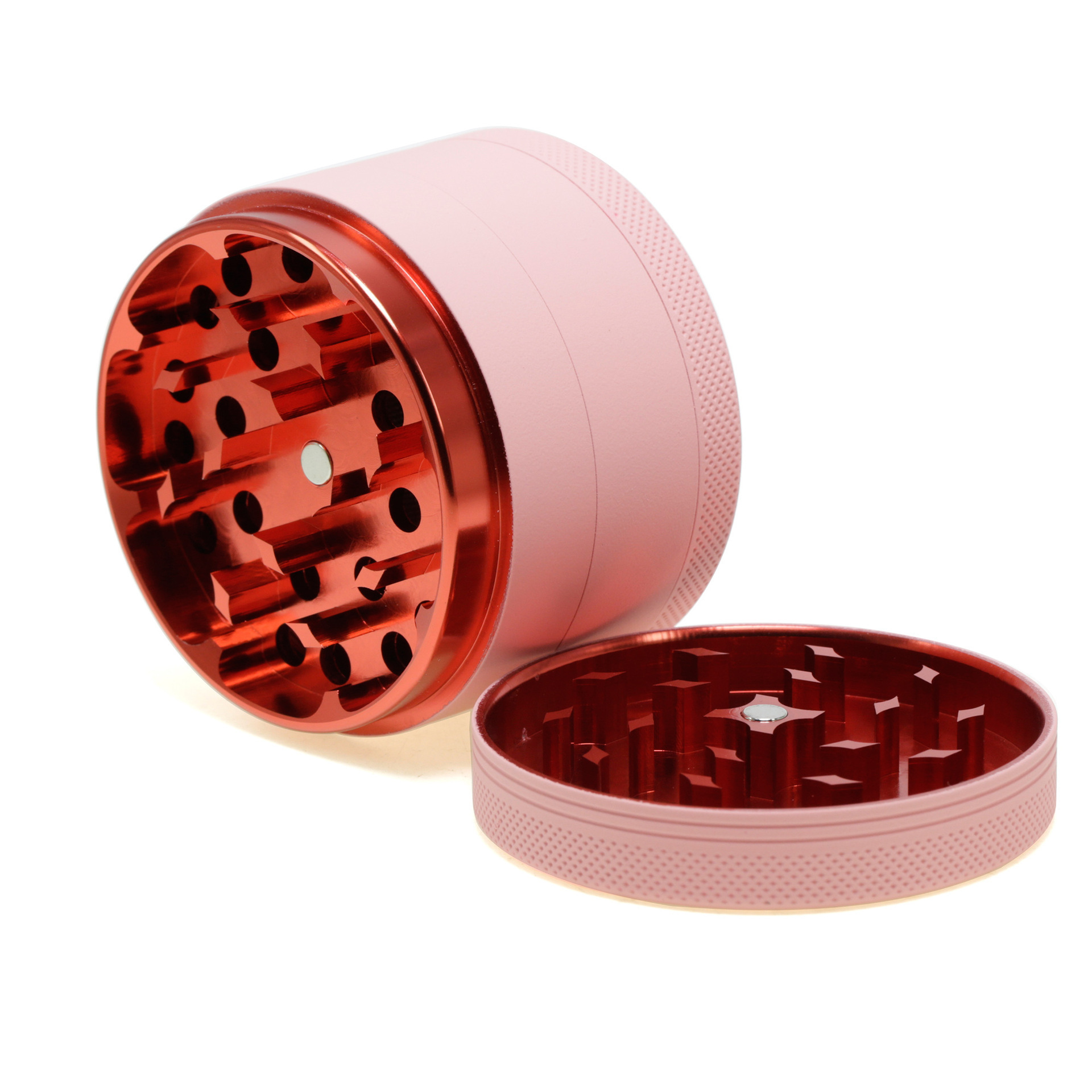 Wholesale 63mm Pink Rubber Paint Herb Grinder 4-Layer Smoking Crusher Grinder custom logo