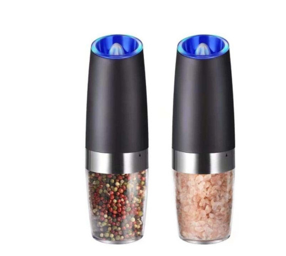 Battery Powered with LED light automatic gravity electric mill pepper and salt grinder