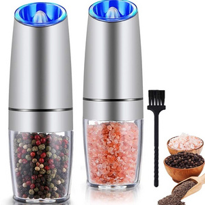 Battery Powered with LED light automatic gravity electric mill pepper and salt grinder