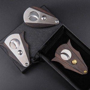 Wholesale Stainless Steel Cigar Knife Cutter Cigar Set Luxury Wood Cigar Cutter