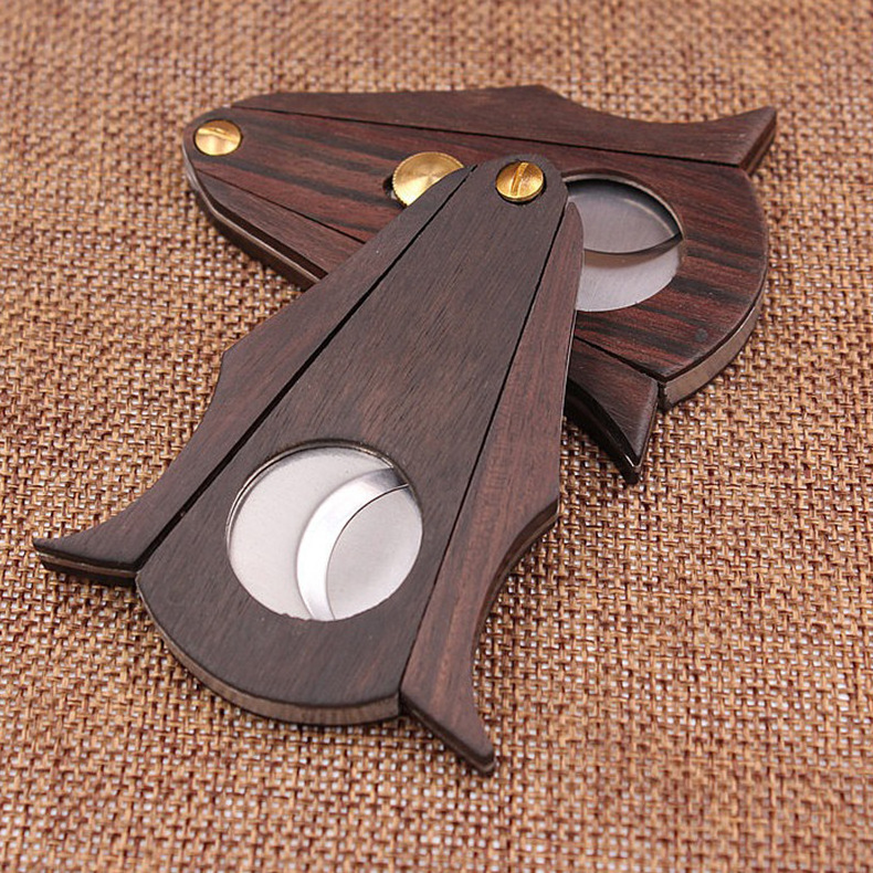 Wholesale Stainless Steel Cigar Knife Cutter Cigar Set Luxury Wood Cigar Cutter