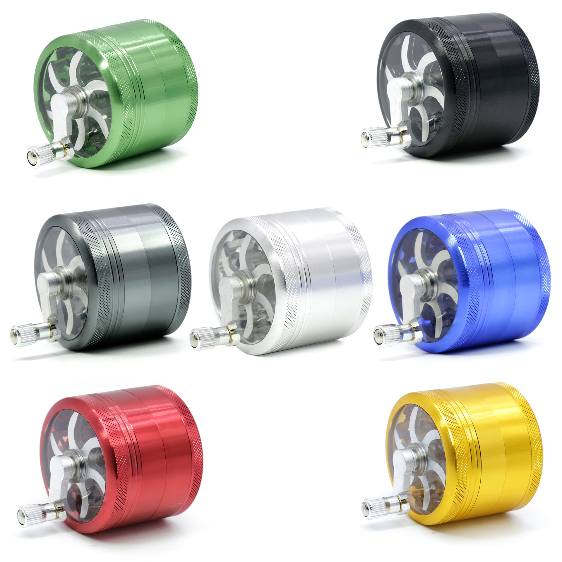 Wholesale  D63mm Aluminum Metal Hand Crank Herb Grinder Manual Tobacco Grinder