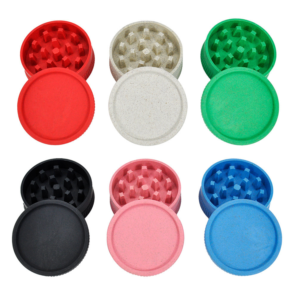 Eco-Friendly Herb Grinder 56mm 2 Layers Biodegradable Plastic Tobacco Grinder Crusher Custom Logo