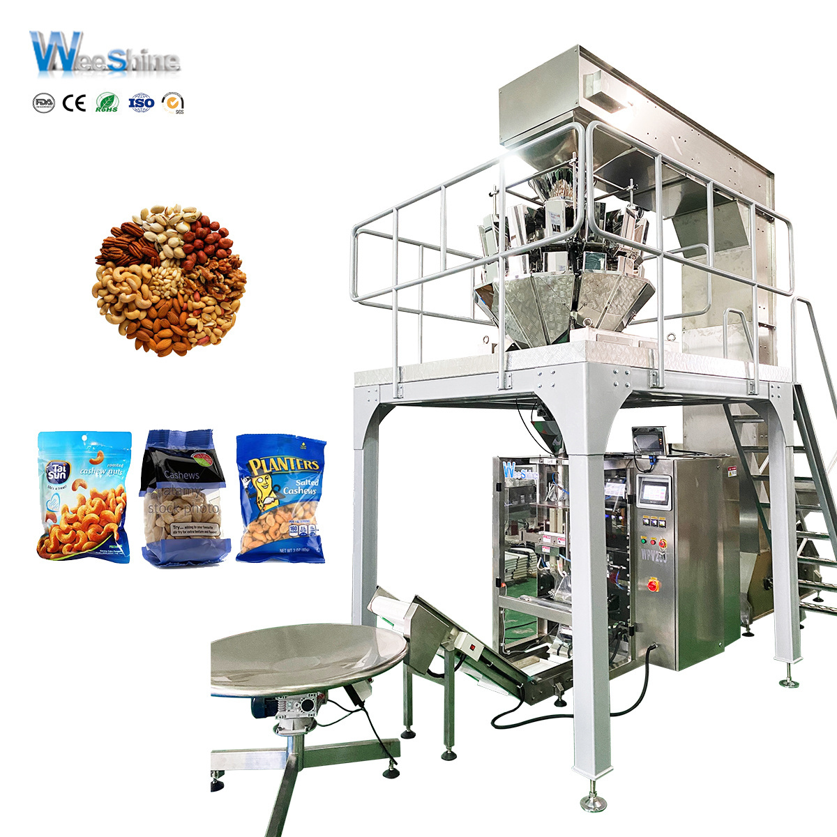 Factory High Quality WPV250 Automatic with Multi Head Weigher Granular Packing Machine for Cashew Nuts