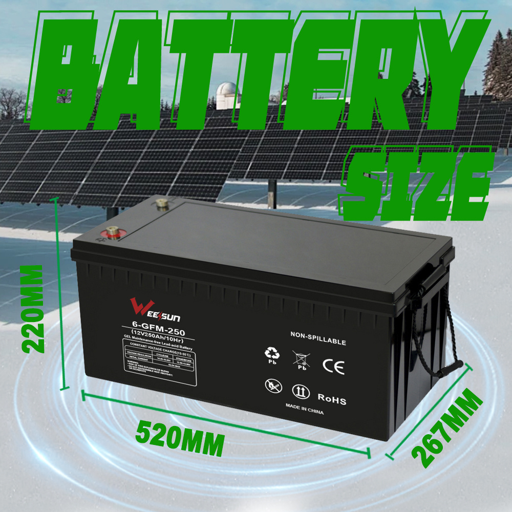 green power solar gel UPS12v 200ah 250ah batteries deep cycle lead acid battery backup energy storage power supply for home