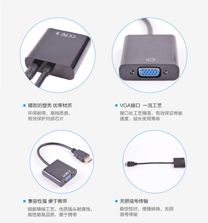 WEETOTUNG HDTV to VGA Converter Adapter Cable with Audio HDTV to VGA with 3.5mm audio adapter