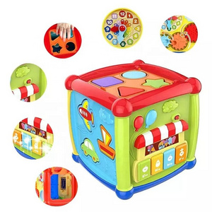 Learning Alphabet Building Blocks Toy 6 Sides Baby Cube Toys with Musical Light Activity Cube