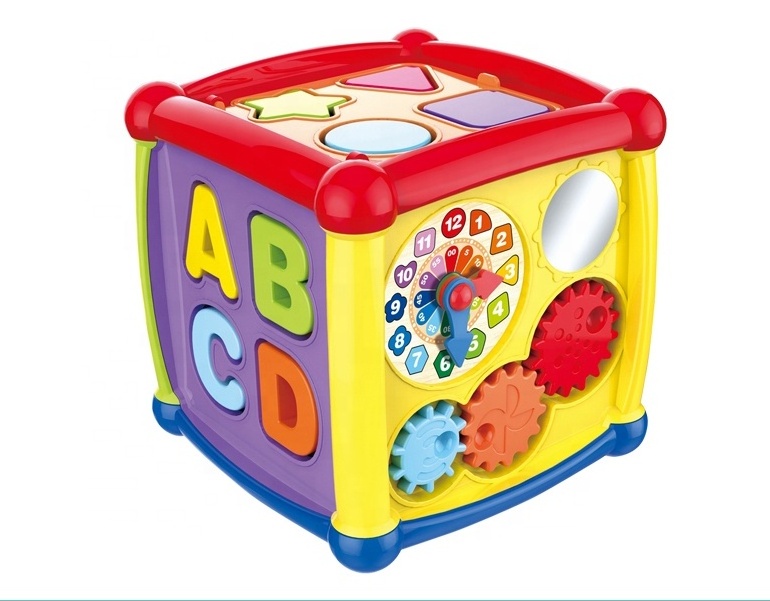 Learning Alphabet Building Blocks Toy 6 Sides Baby Cube Toys with Musical Light Activity Cube